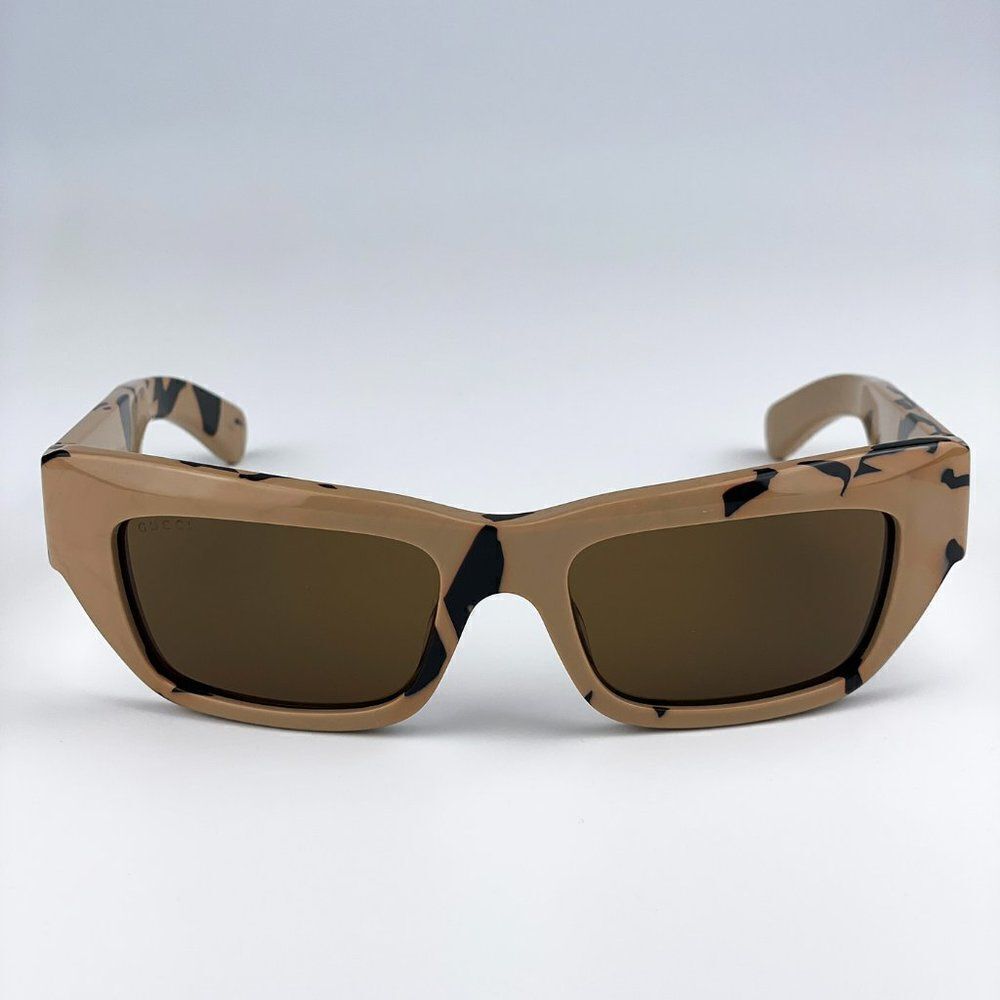 SALE! NEW Gucci GG1296S 003 Black Big Spotted Havana Rectangle Unisex Sunglasses - Picture 2 of 10